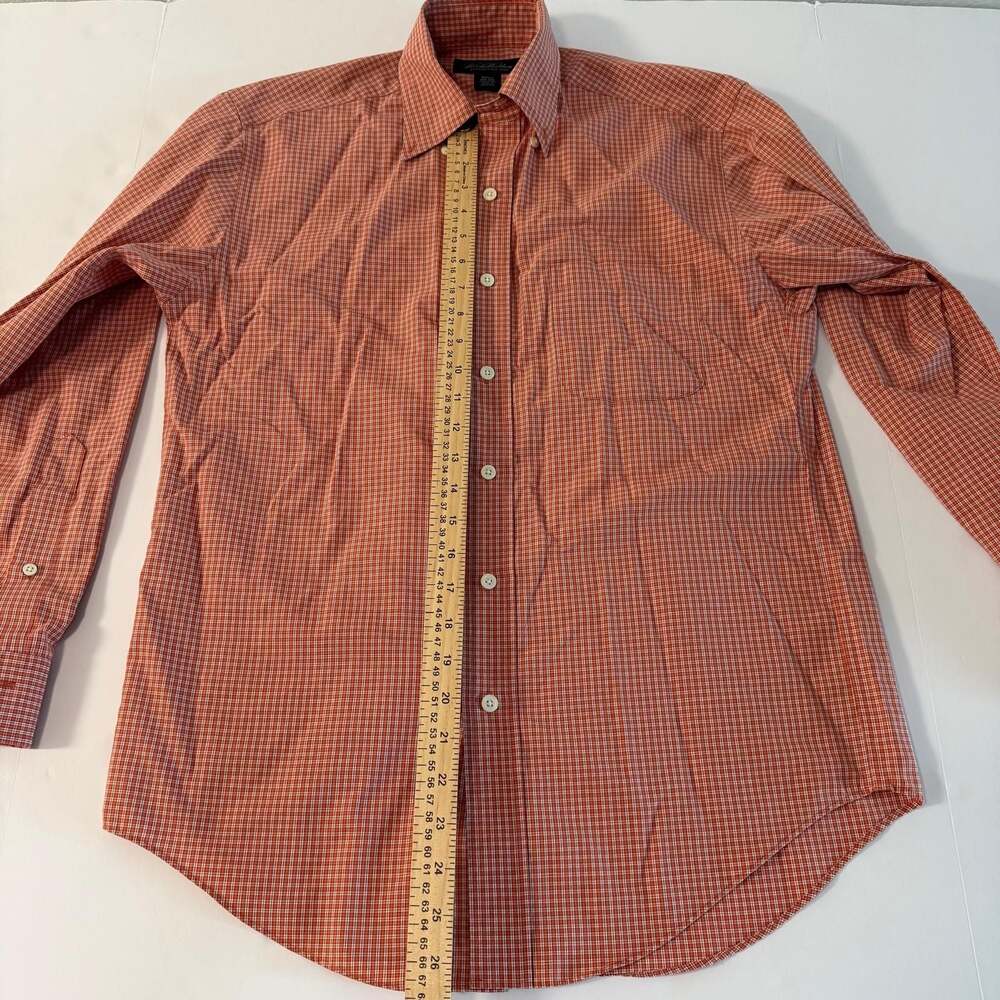Brooks Brothers Non-Iron Button Down Shirt Small Orange Plaid